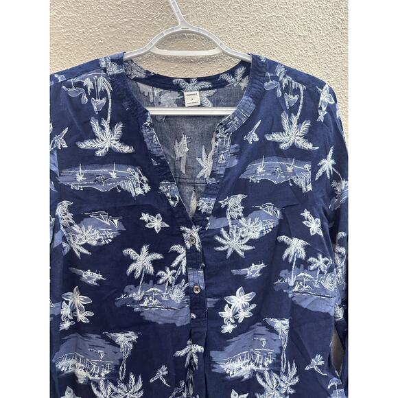 Womens Old Navy Shirt Size Small Blue Beach Long Sleeve Henley - Picture 2 of 10